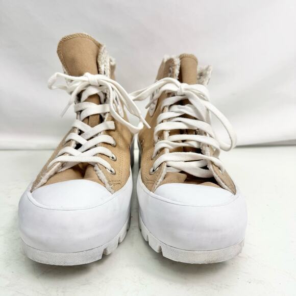 Converse Chuck Taylor Tan Lugged High Top Sherpa Lined Sneakers Women’s Size 8 - Picture 2 of 6